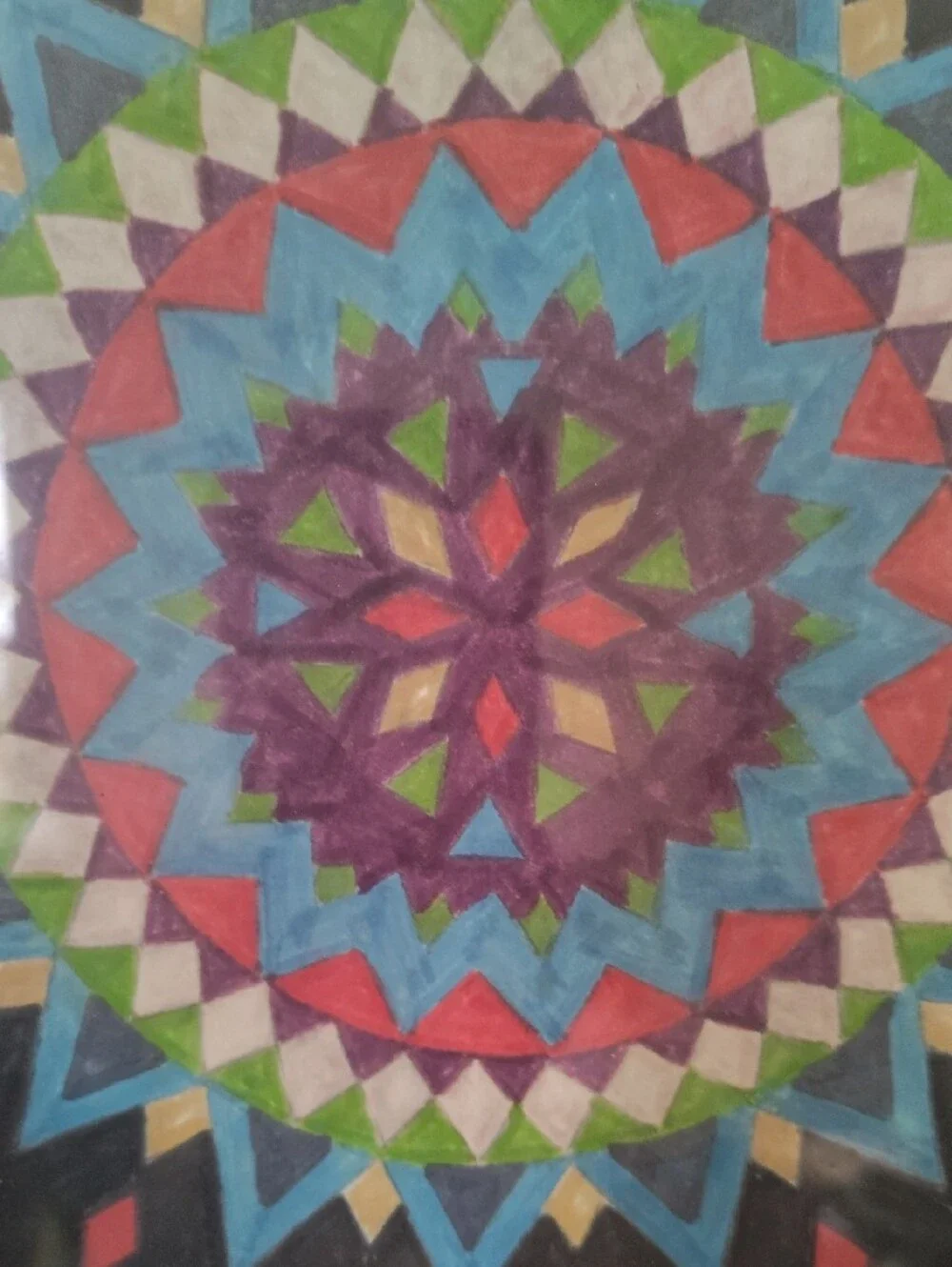 Multicolor Inspirational Cross and Mandala Wall Art - Black